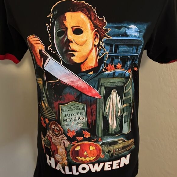 Michael Meyers Halloween Universal Studios Halloween Horror Black Graphic Shirt - Picture 4 of 8